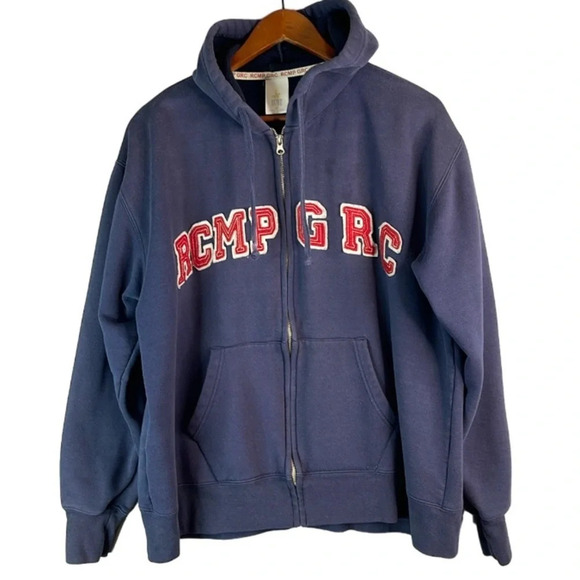 RCMP GRC Elite Licensed Unisex 3D Logo Zip Hoodie Sweatshirt Navy Blue Red M - Picture 10 of 10